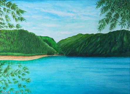  蒙山在墙绘中，如何绘画绿水青山？