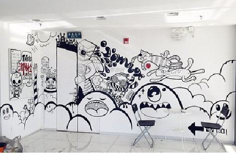  蒙山手绘墙并非传统涂鸦。